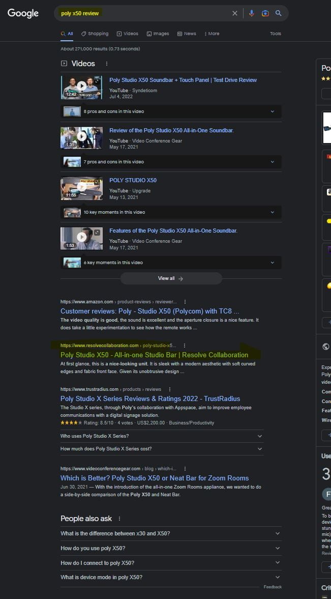 Poly X50 review - Top ranking keywords